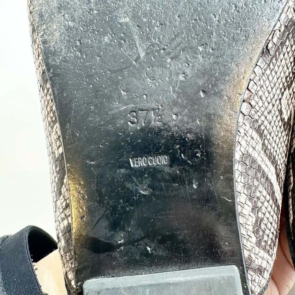 Alexander Wang Jaelle Snakeskin Leather Flat Mules Beige Brown Women's 37.5 - Picture 8 of 8